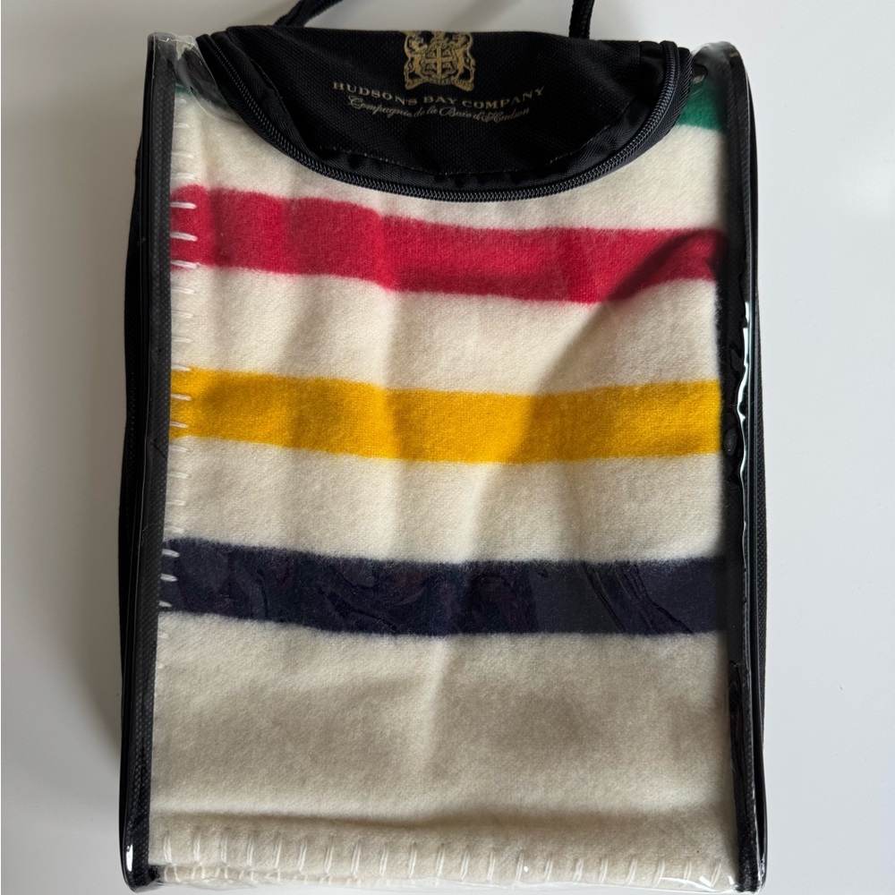 New authentic HBC stripes baby blanket 100% merino wool